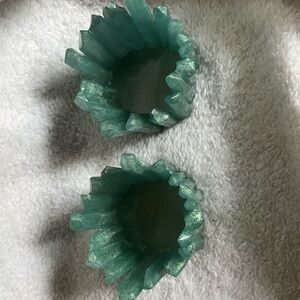 Hand Crafted Elegant Green Color Changing Crystal Candle Holders
